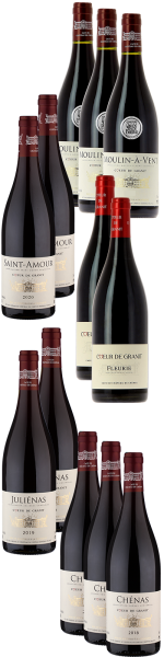 12 Fl.Sparpaket Crus du Beaujolais Cave du von Ch&acirc;teau de Ch&eacute;nas